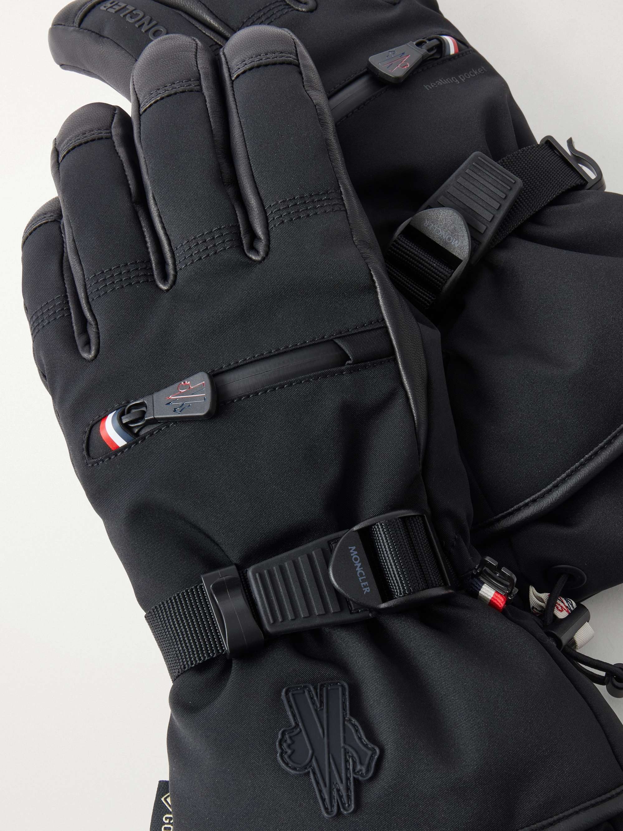 MONCLER GRENOBLE Leather-trimmed GORE-TEX® ski gloves | NET-A-PORTER