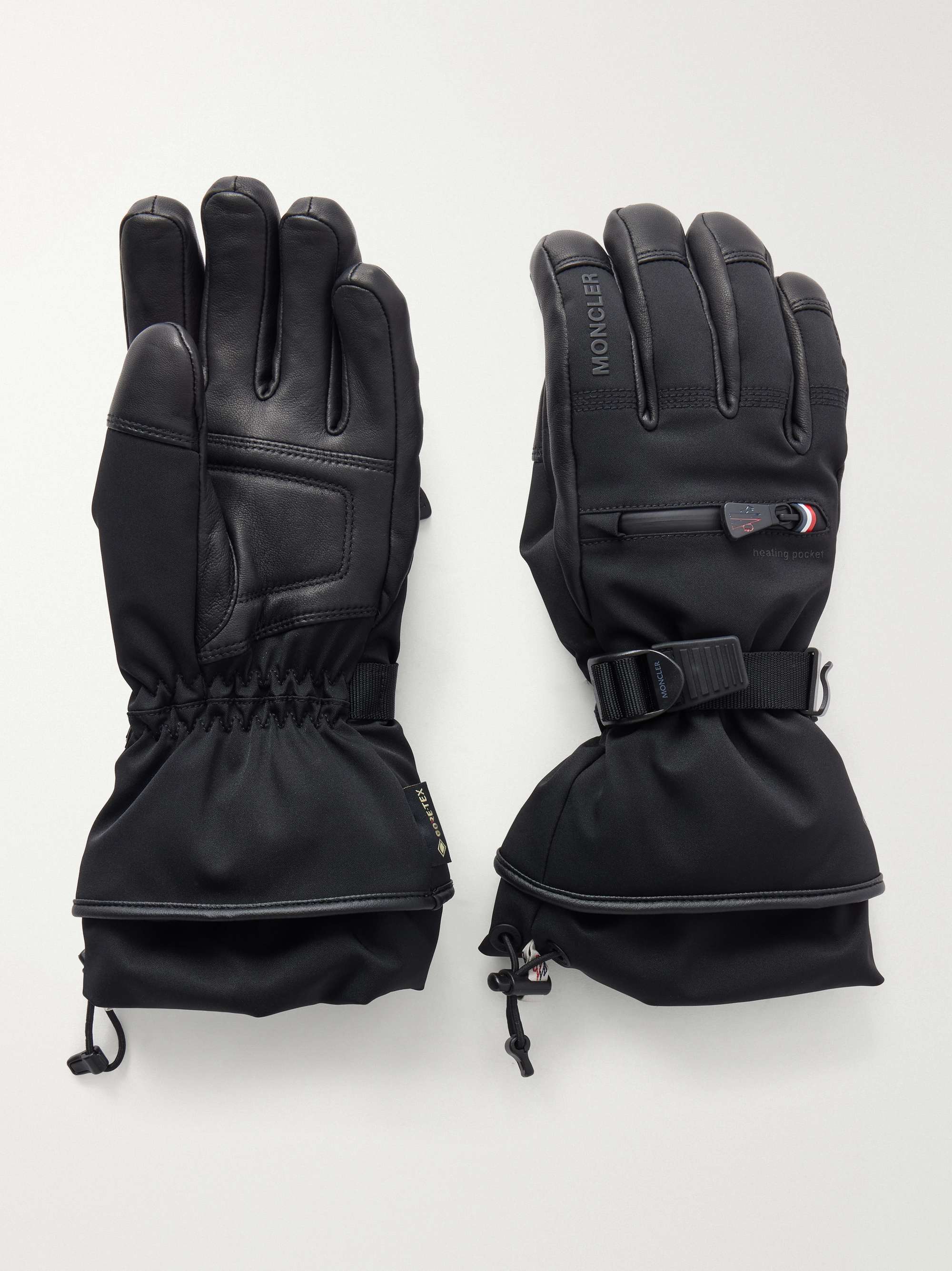 MONCLER GRENOBLE Leather-trimmed GORE-TEX® ski gloves | NET-A-PORTER
