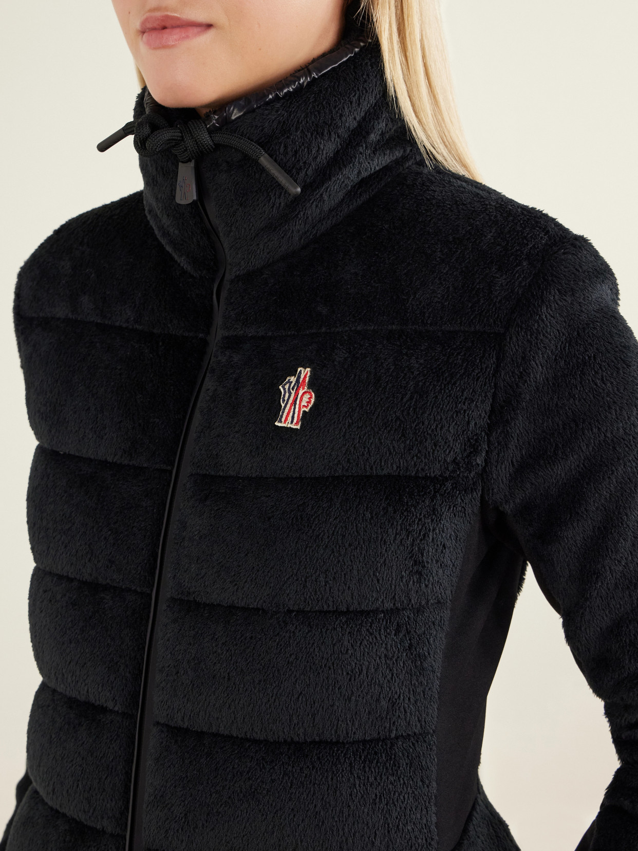 Grenoble - Quilted Padded Jersey-Trimmed Plush Down Zip-Up Cardigan Jacket