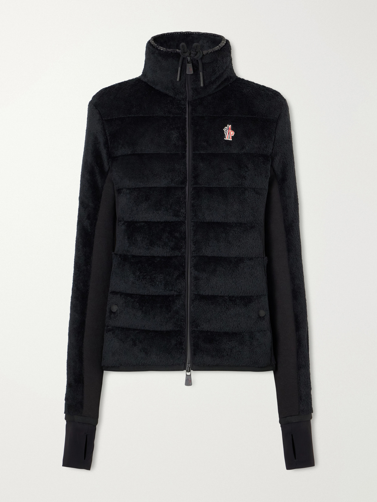 Grenoble - Quilted Padded Jersey-Trimmed Plush Down Zip-Up Cardigan Jacket