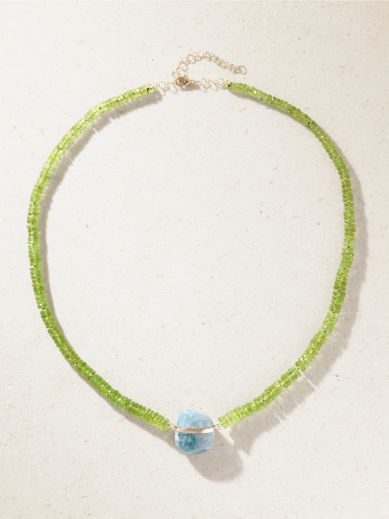 Jia Jia Aurora 14-karat Gold Peridot, Aquamarine Necklace In Green