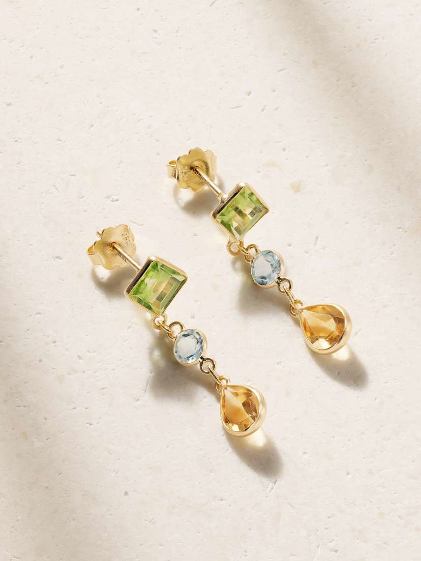 JIA JIA Chakra 14-karat Gold Peridot, Topaz And Citrine Earrings