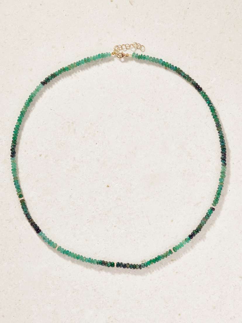 JIA JIA Arizona 14-karat Gold, Emerald And Diamond Necklace