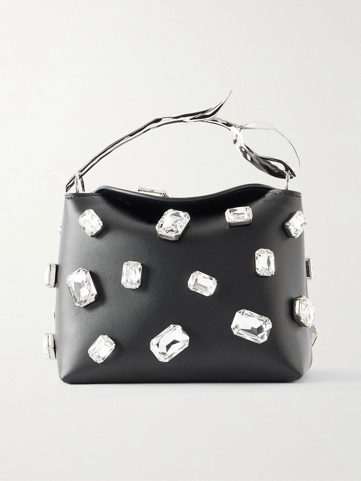 Bloom mini crystal-embellished leather clutch
