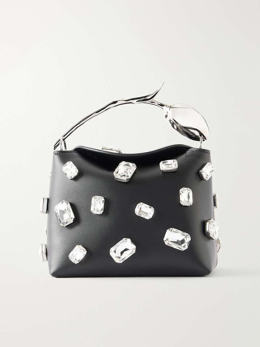 Erdem Bloom Mini Crystal-embellished Leather Clutch