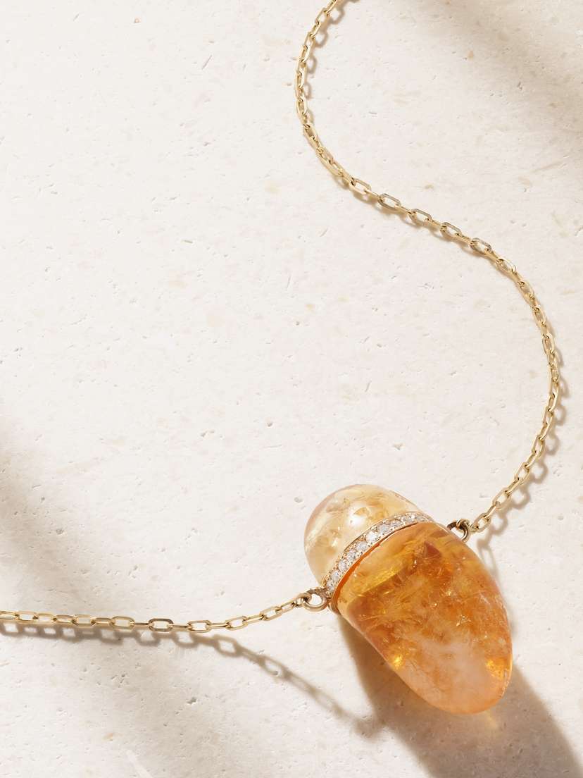 JIA JIA 14-karat Gold, Citrine And Diamond Necklace