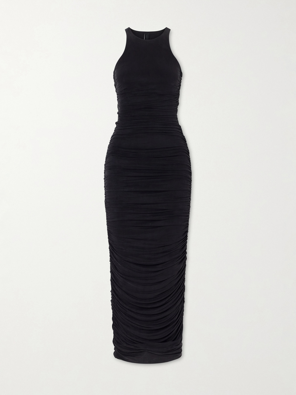 SKIMS - Long Ruched Stretch Cupro-jersey Wrap Maxi Dress - Obsidian