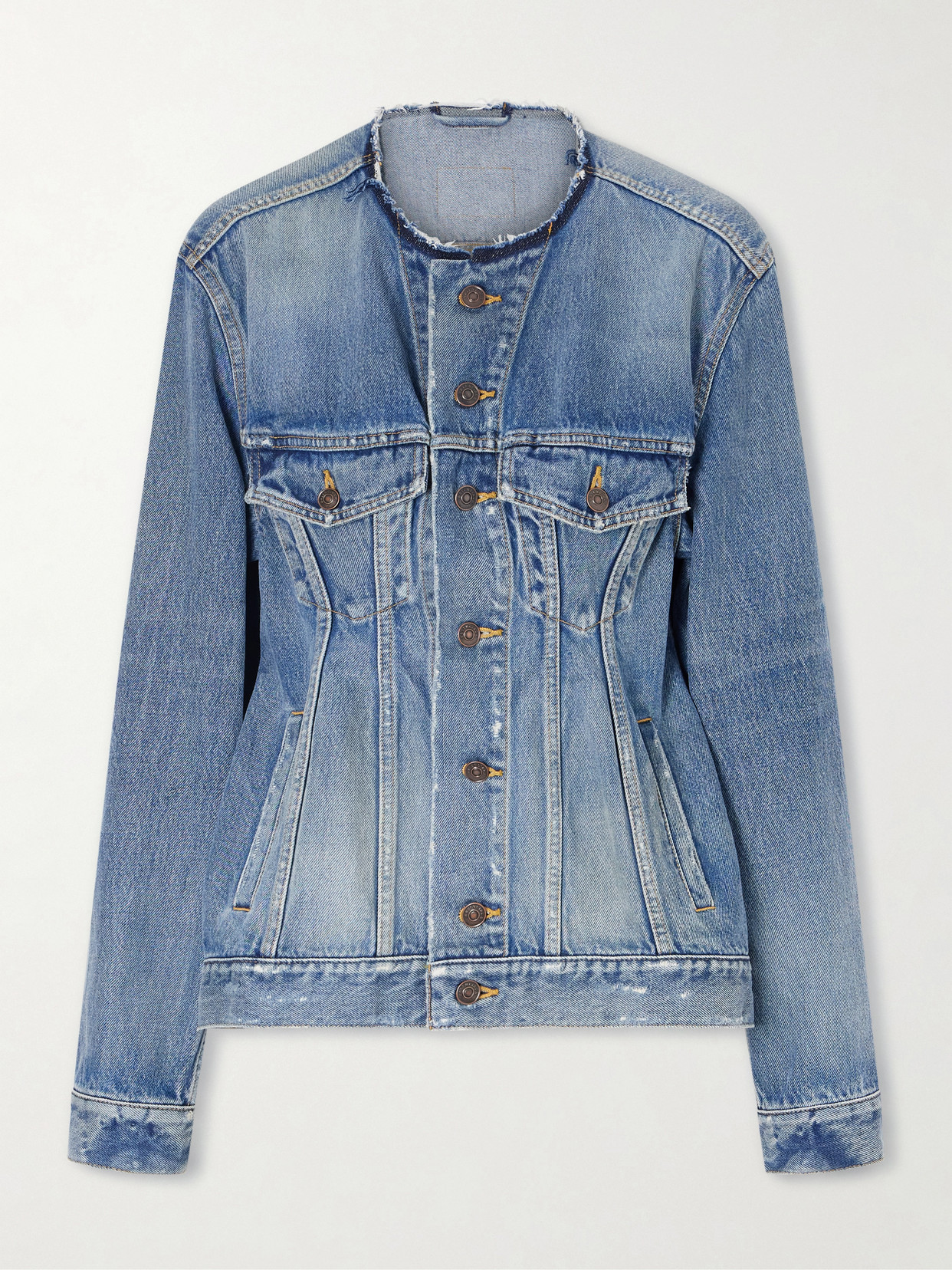 Balenciaga - Distressed Denim Jacket - Blue