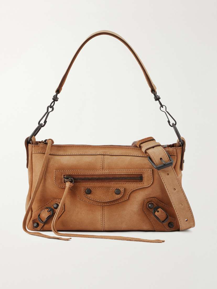 Balenciaga Le City Moto Mini Suede Shoulder Bag