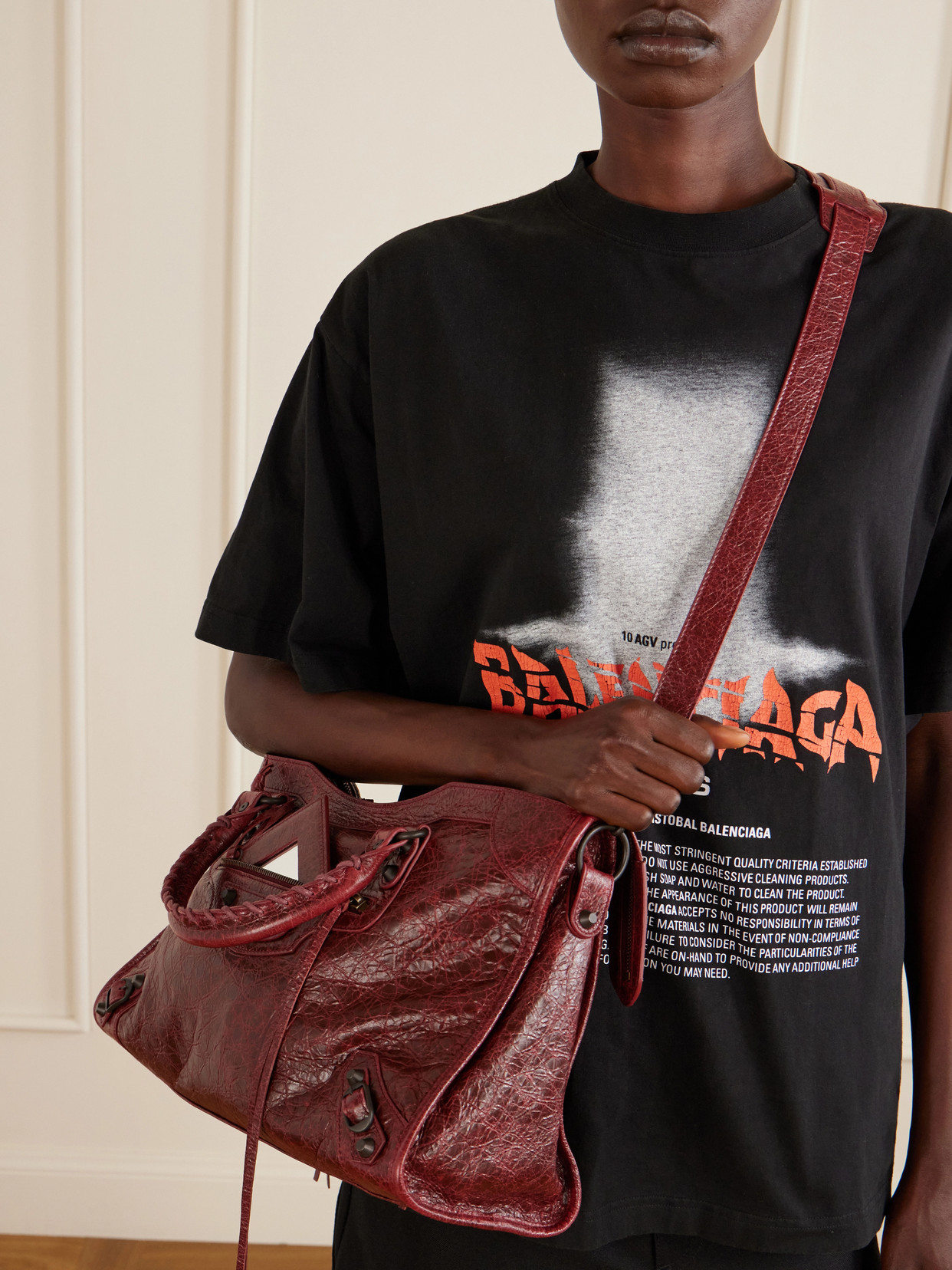 Le City Crinkled-Leather Shoulder Bag