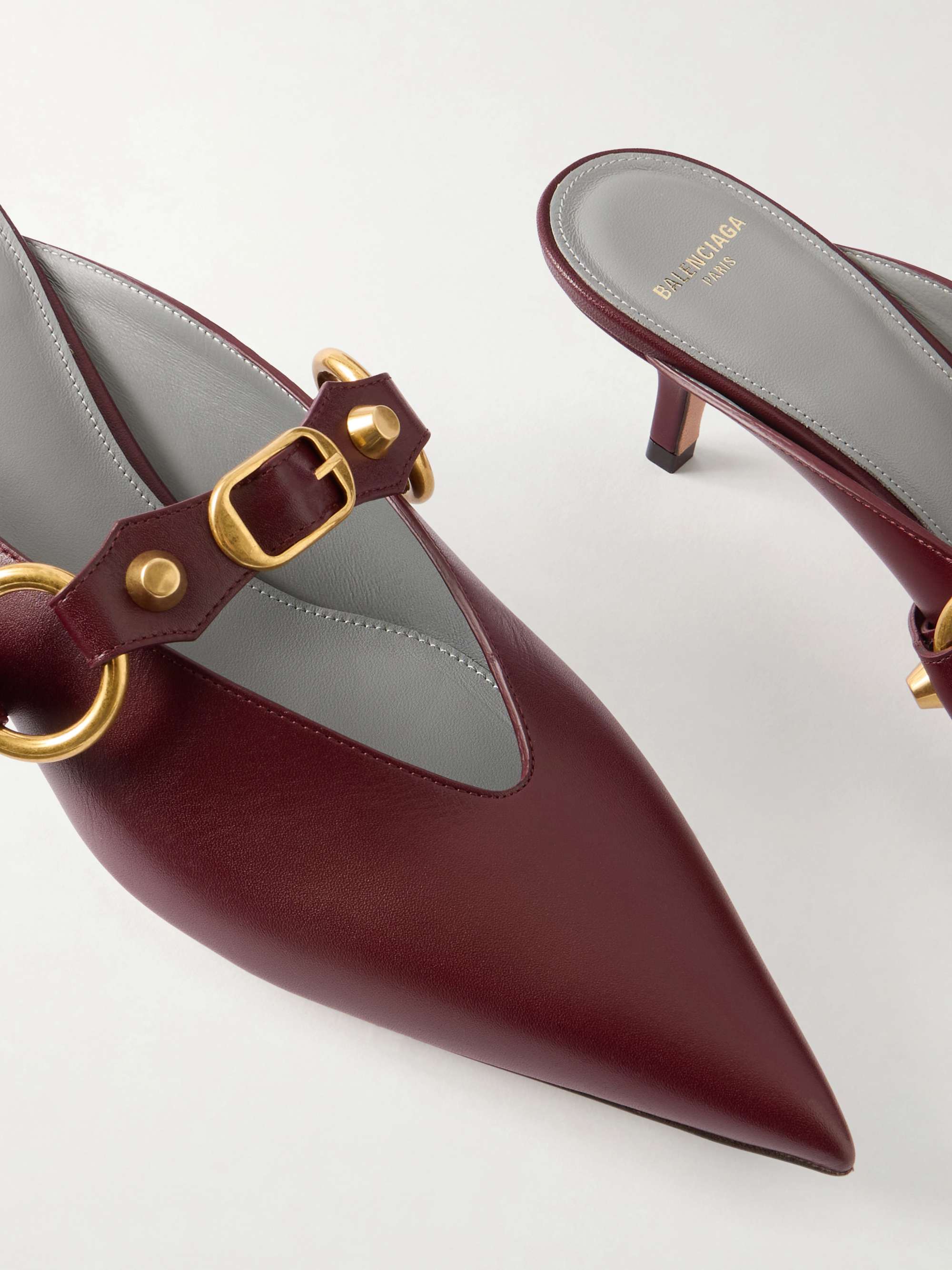 BALENCIAGA City embellished leather mules | NET-A-PORTER