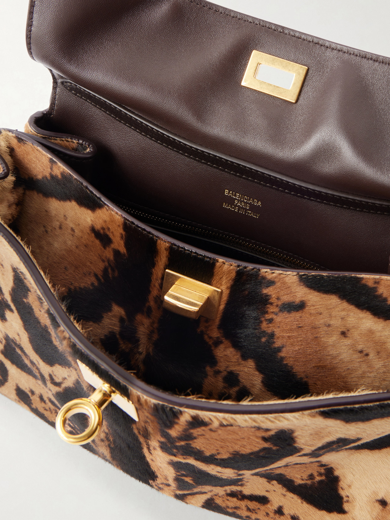 Rodeo Leopard-Print Leather-Trimmed Pony Shoulder Bag