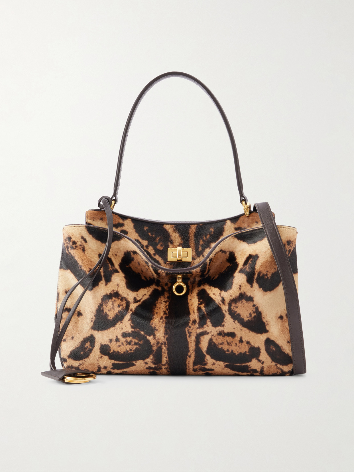 Rodeo Leopard-Print Leather-Trimmed Pony Shoulder Bag