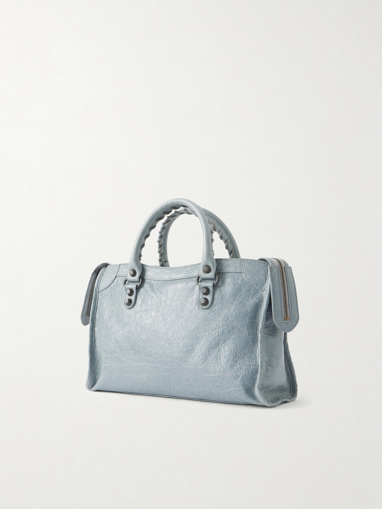 Le City Small Embellished Crinkled-Leather Tote