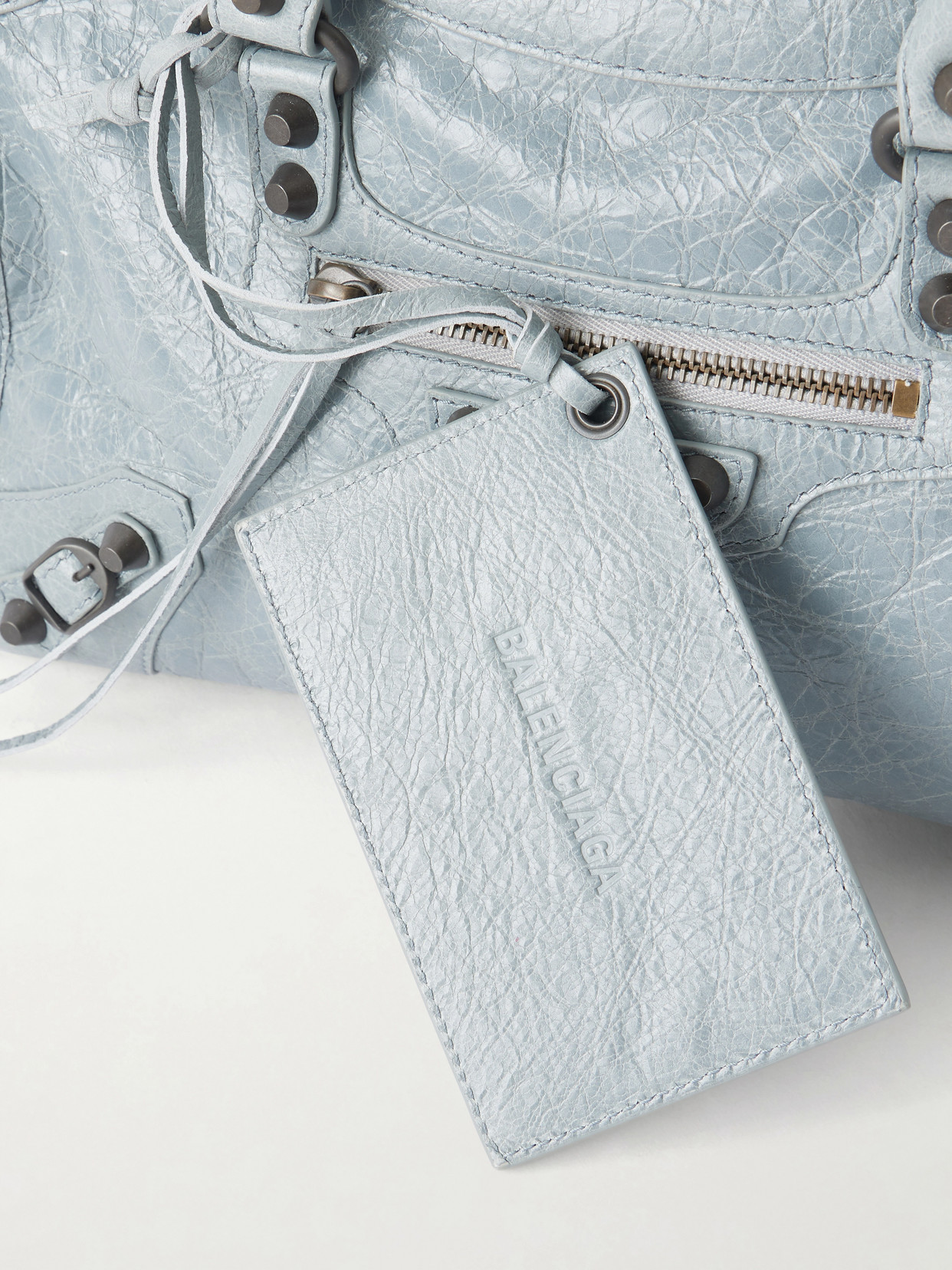 Le City Small Embellished Crinkled-Leather Tote