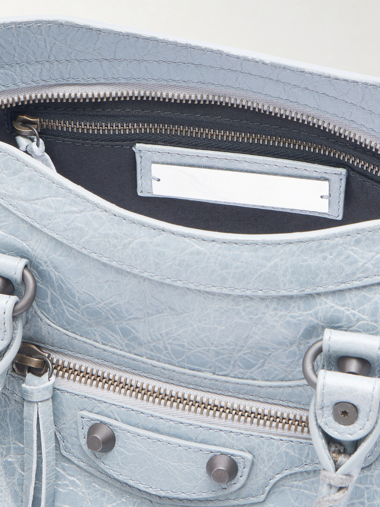 Le City Small Embellished Crinkled-Leather Tote