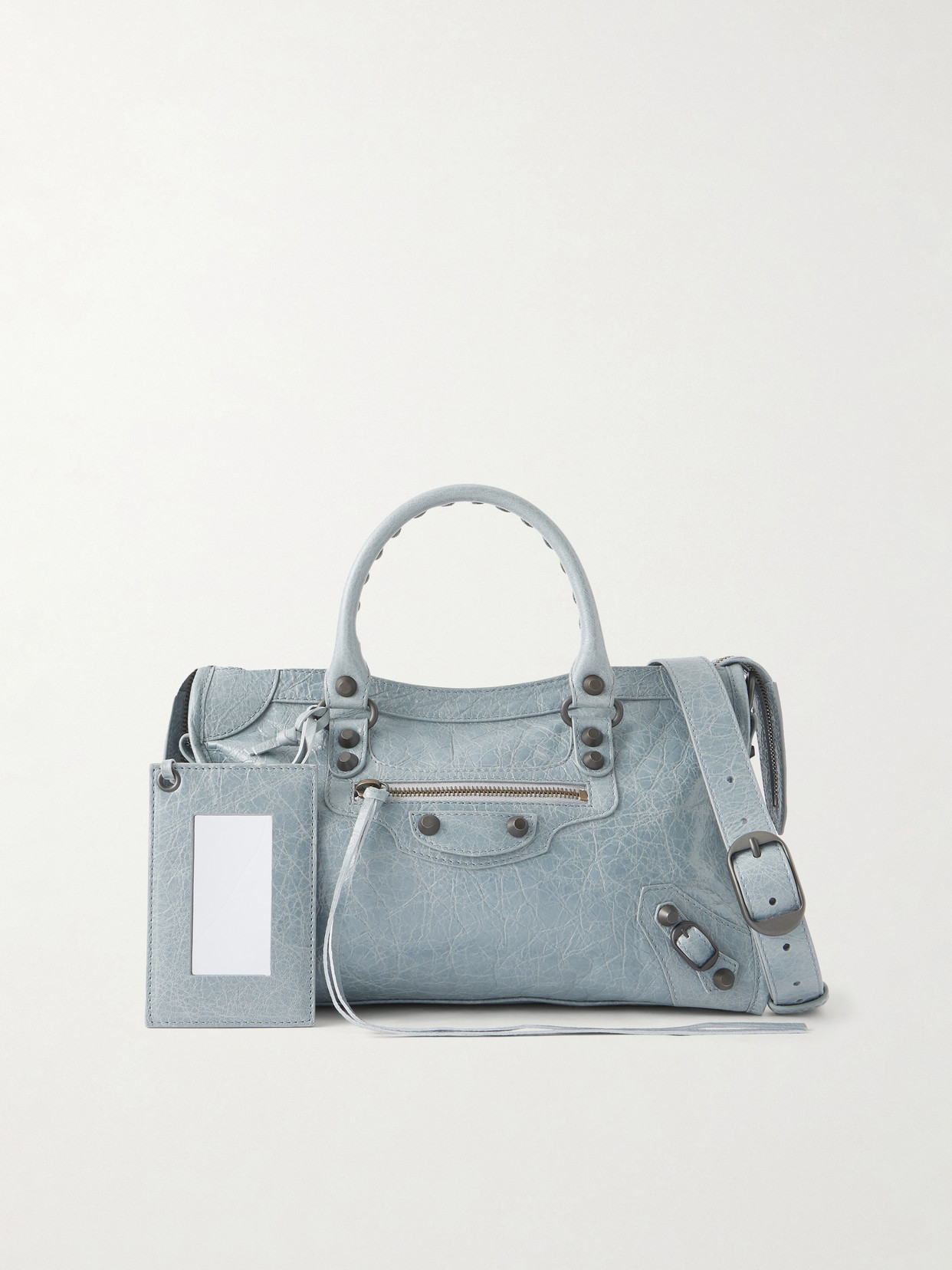 Le City Small Embellished Crinkled-Leather Tote