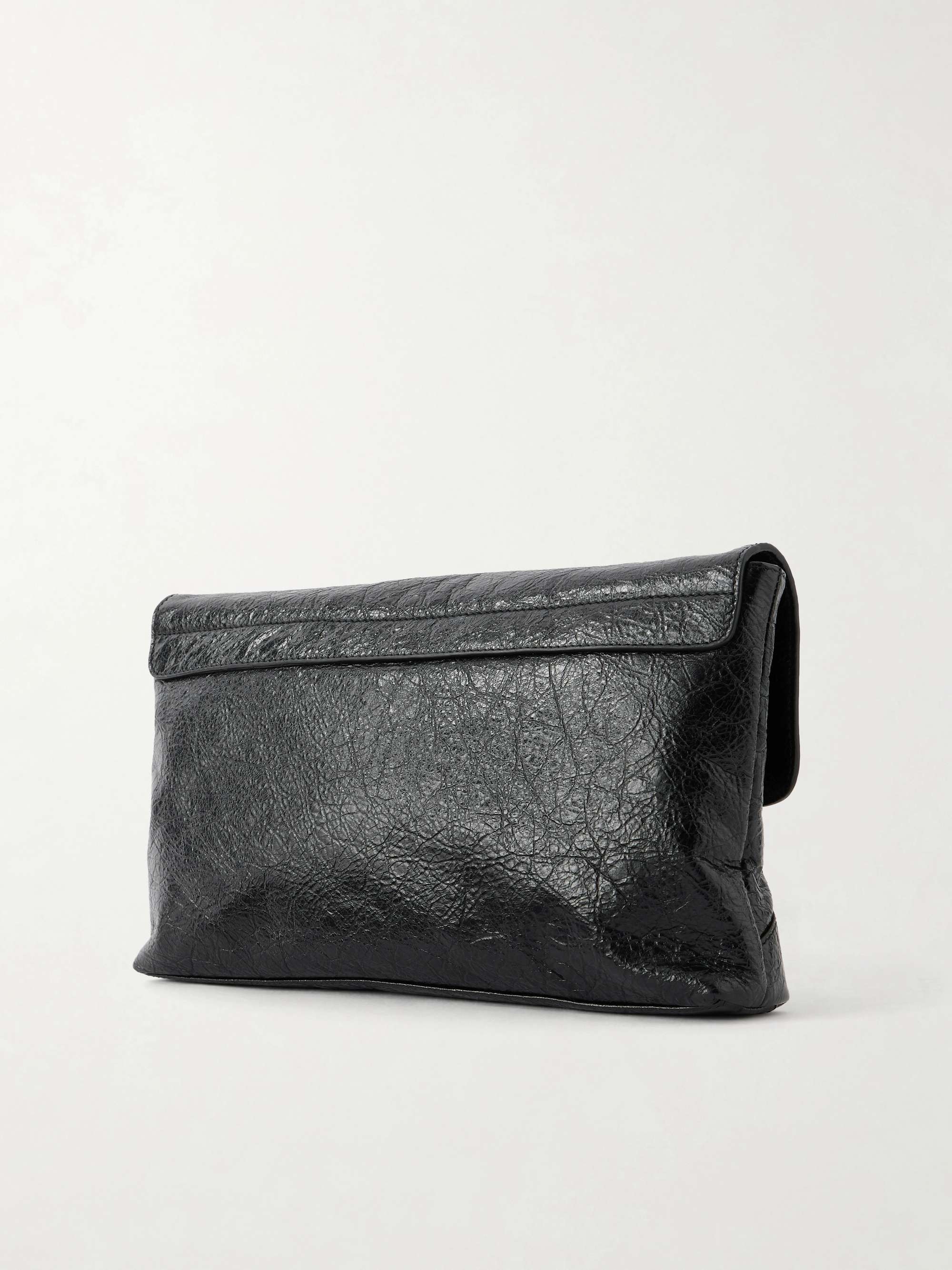 BALENCIAGA Le City crinkled-leather clutch | NET-A-PORTER
