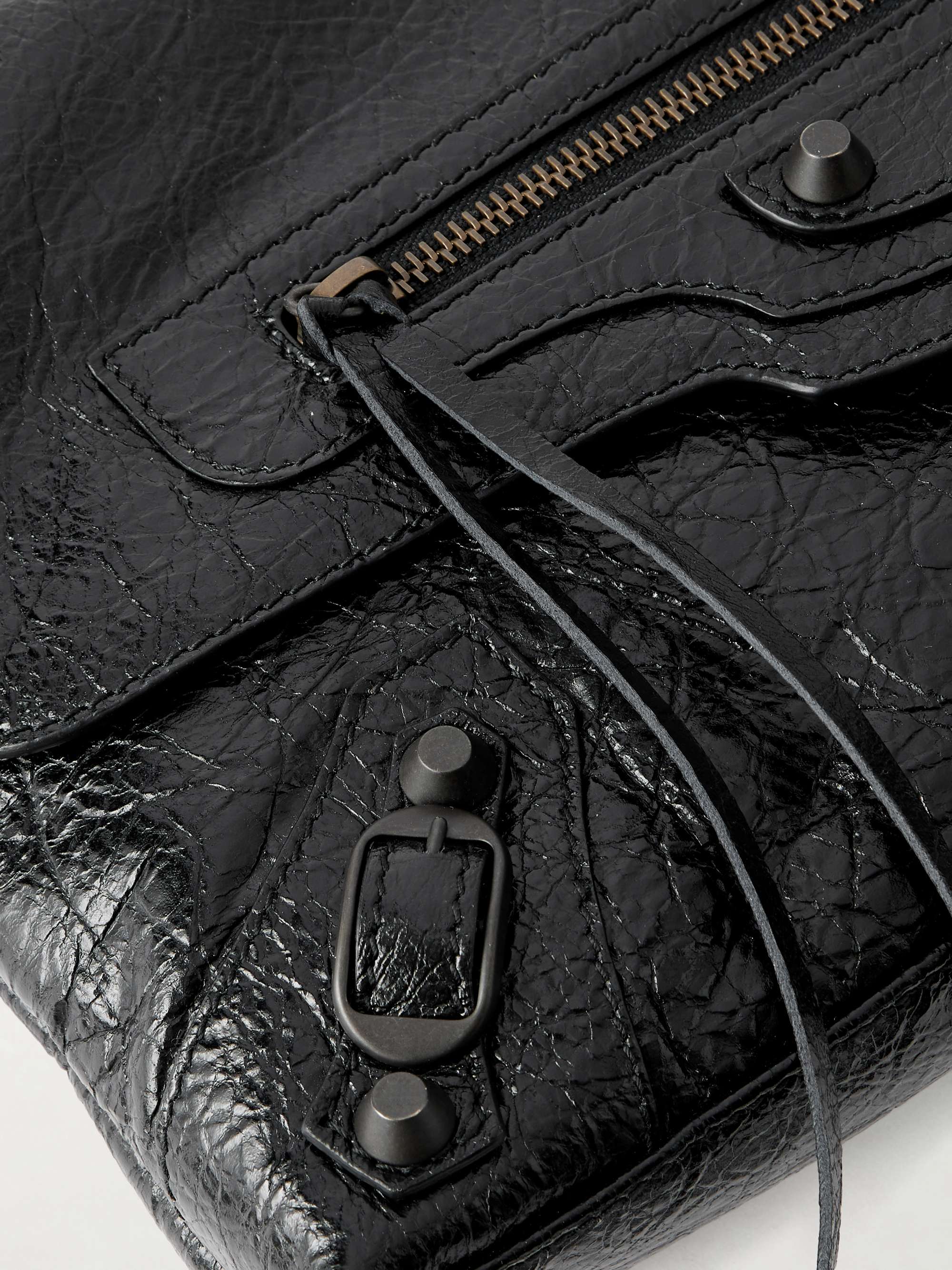 BALENCIAGA Le City crinkled-leather clutch | NET-A-PORTER