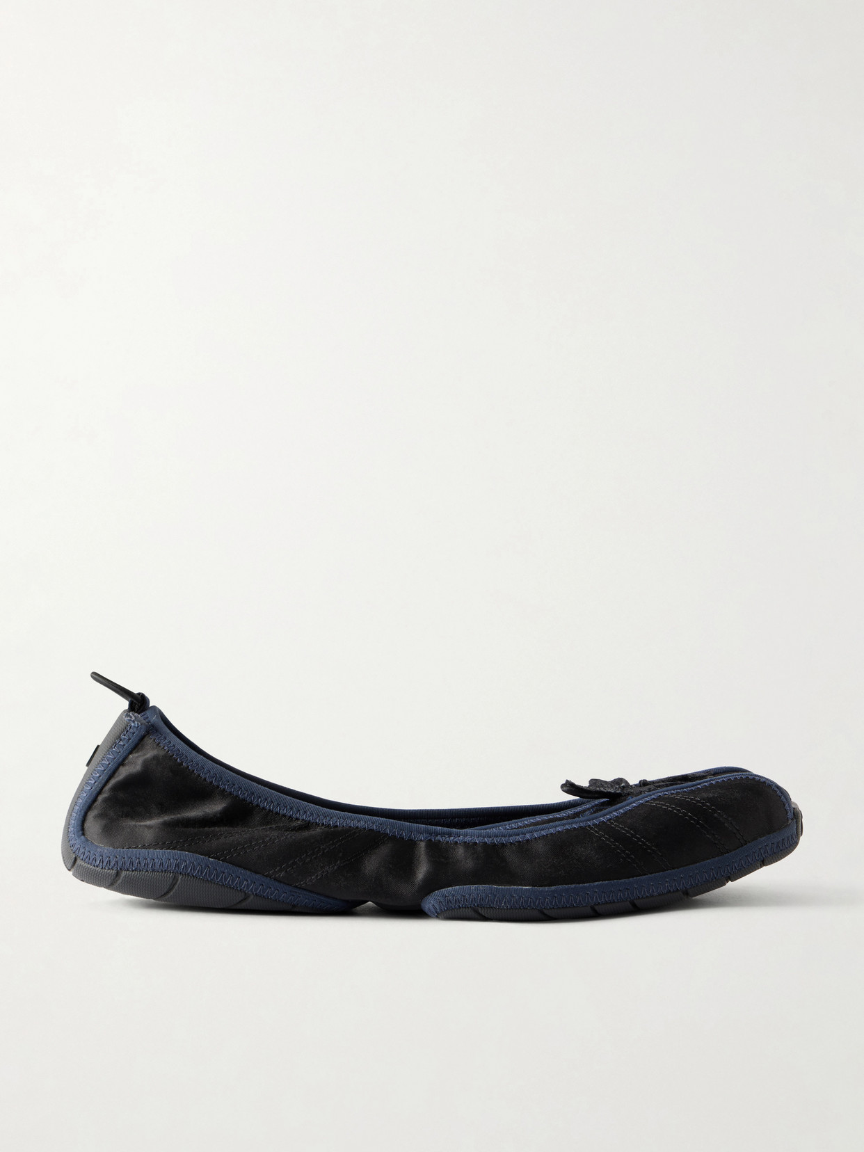 Bow-Embellished Satin Ballet Sneakers