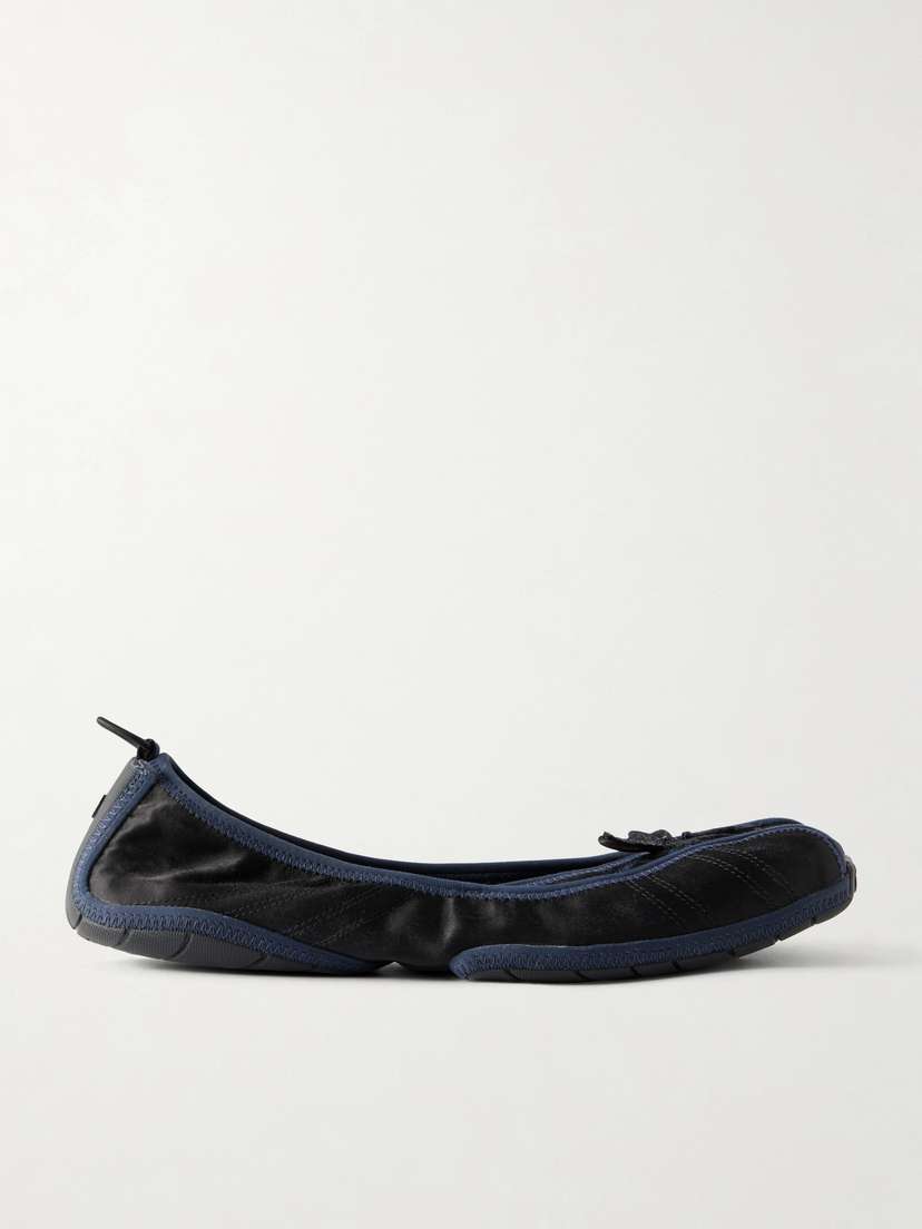 Bow-embellished Satin Ballet Sneakers