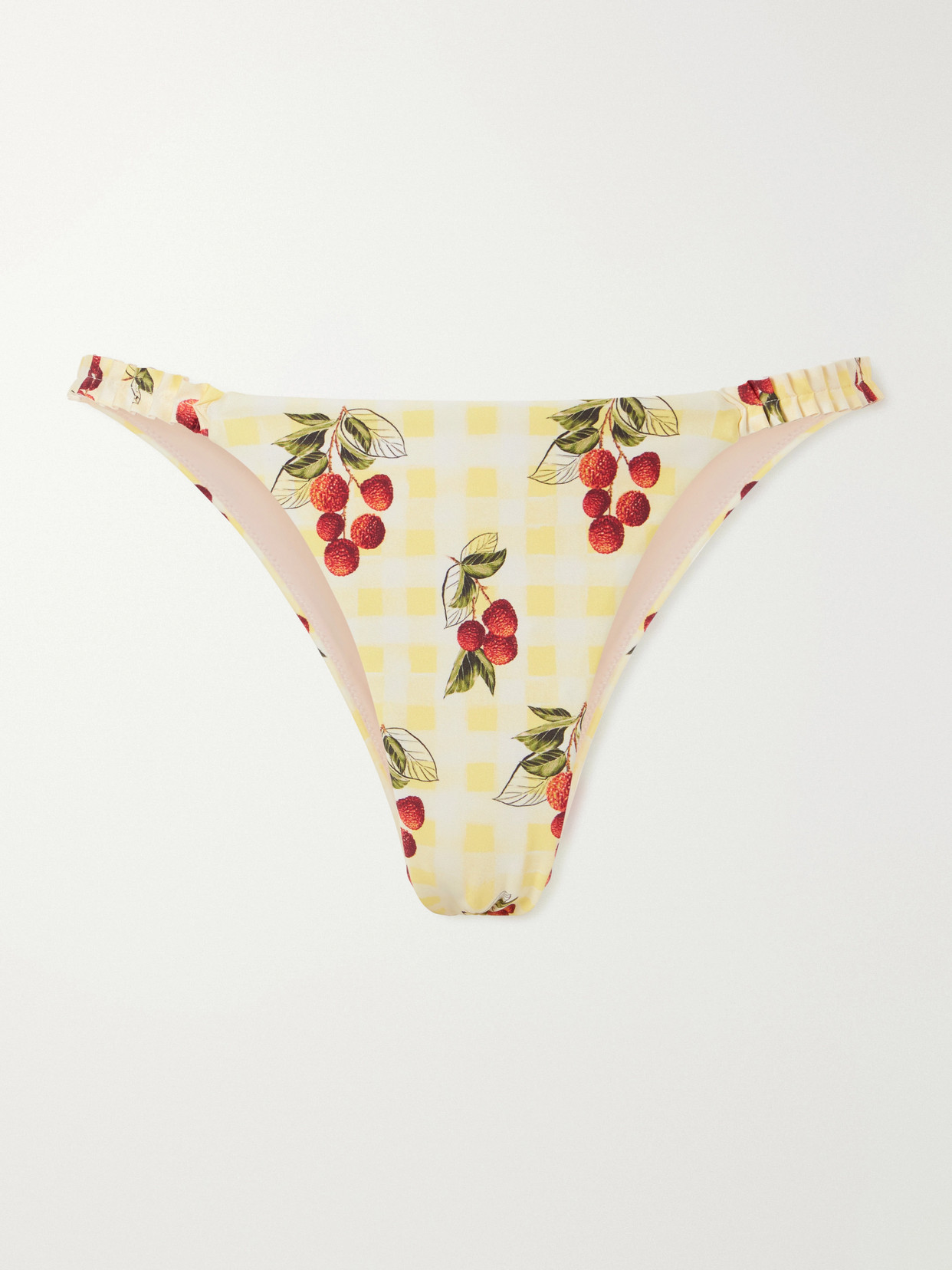 Agua By Agua Bendita Vera Printed Checked Bikini Bottoms In Yellow