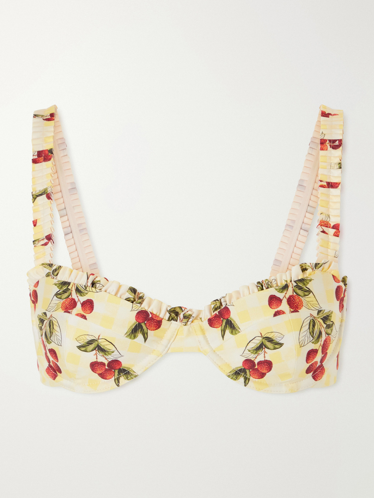 Agua By Agua Bendita Agraz Printed Checked Bikini Top In Yellow
