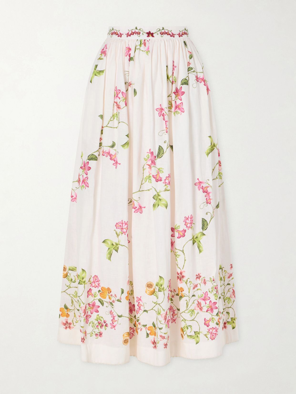 Tangelo floral-print linen maxi skirt