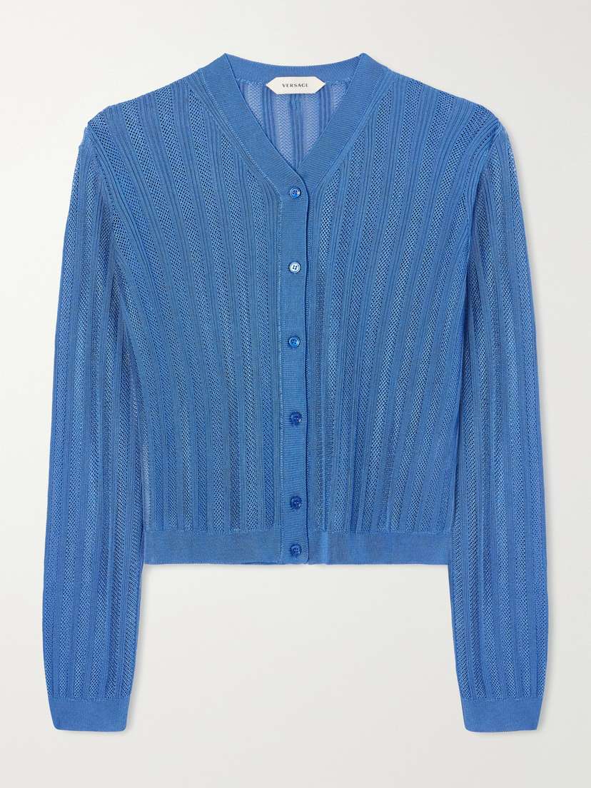 Versace Medusa-embellished Ribbed Crochet-knit Cardigan | Thumbnail 6