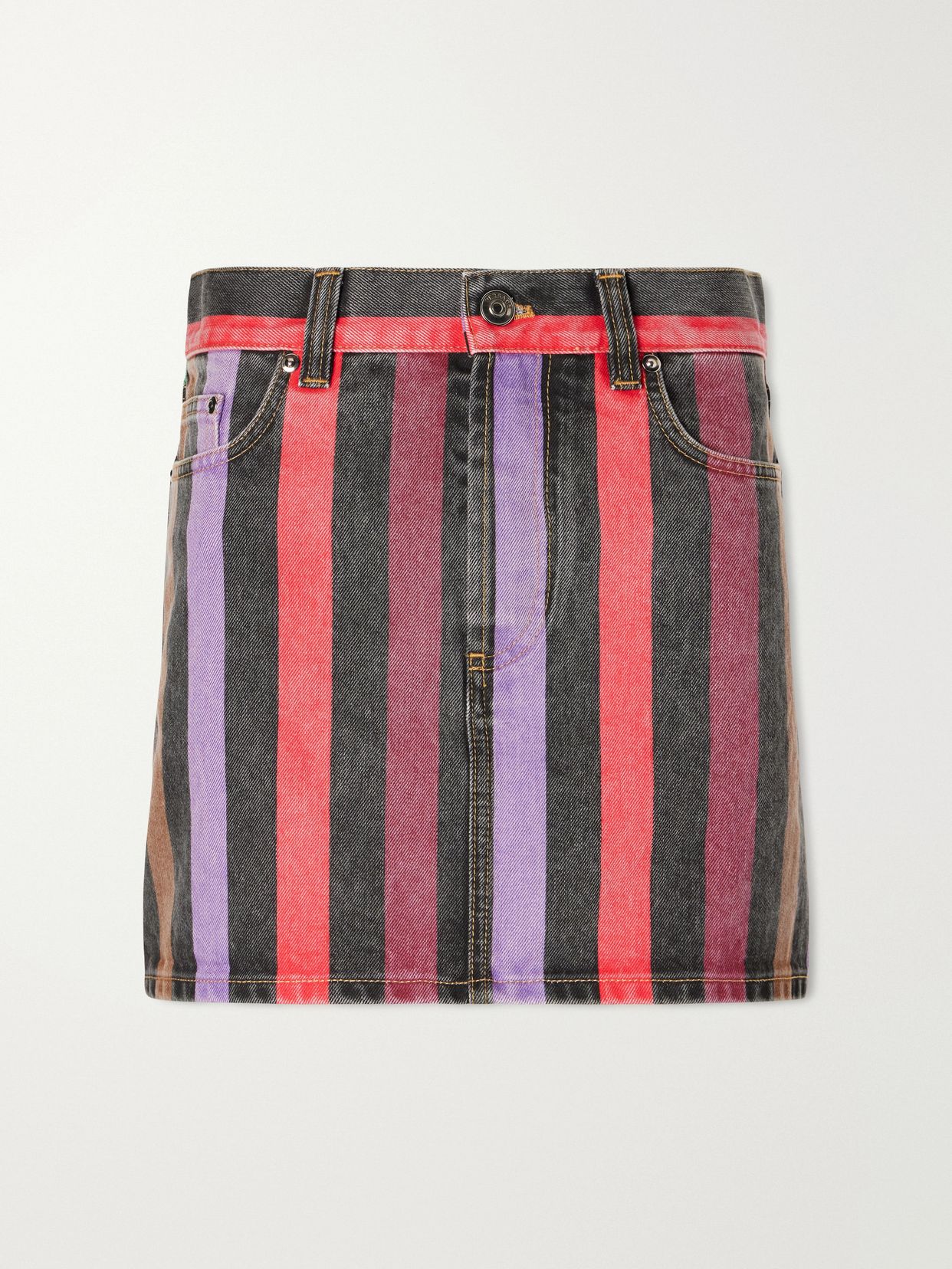 striped denim mini skirt