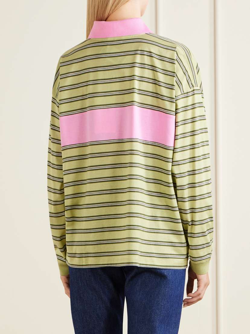 Versace Logo-embroidered Striped Cotton-jersey Polo Shirt | Thumbnail 4 Versace Logo-embroidered Striped Cotton-jersey Polo Shirt | Thumbnail 4