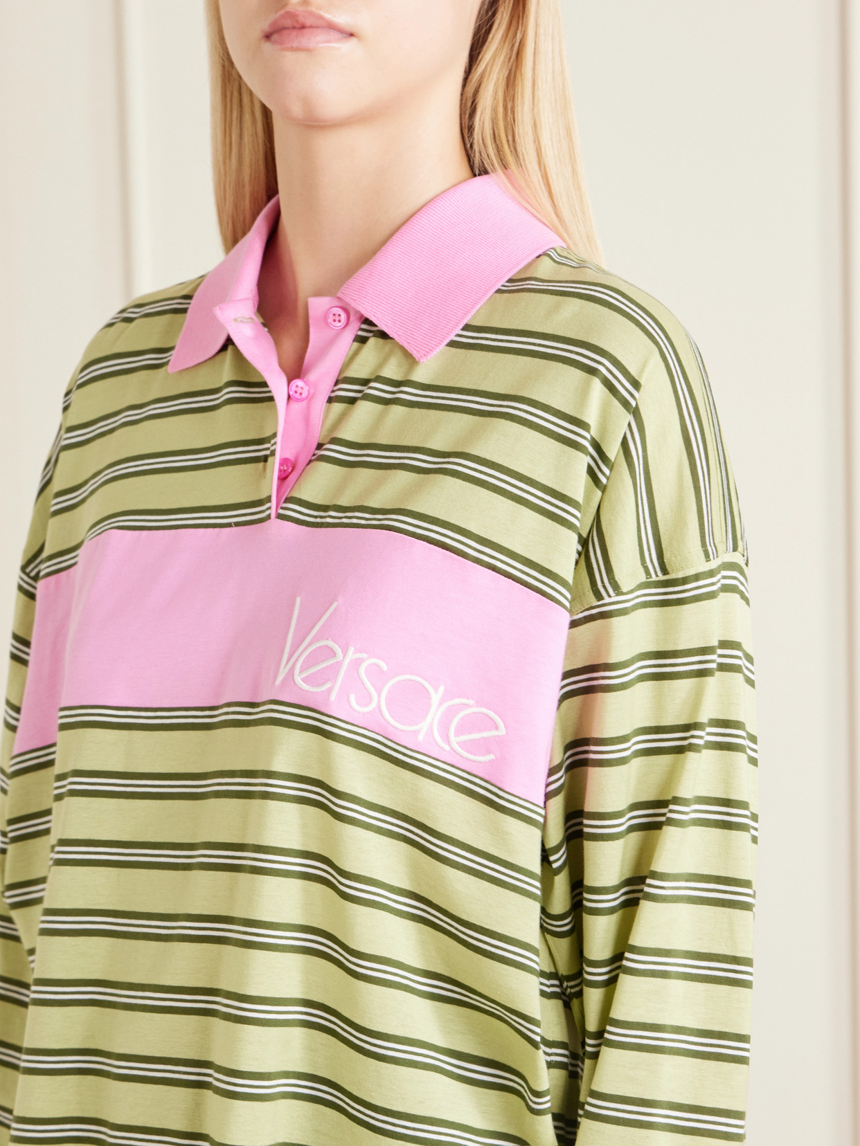 Logo-Embroidered Striped Cotton-Jersey Polo