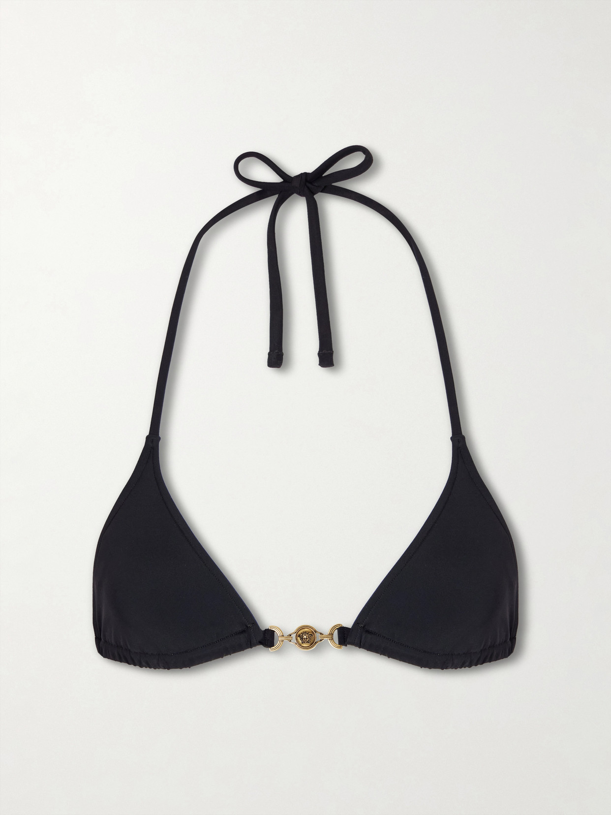 Versace Logo-embellished Bikini Top In Black