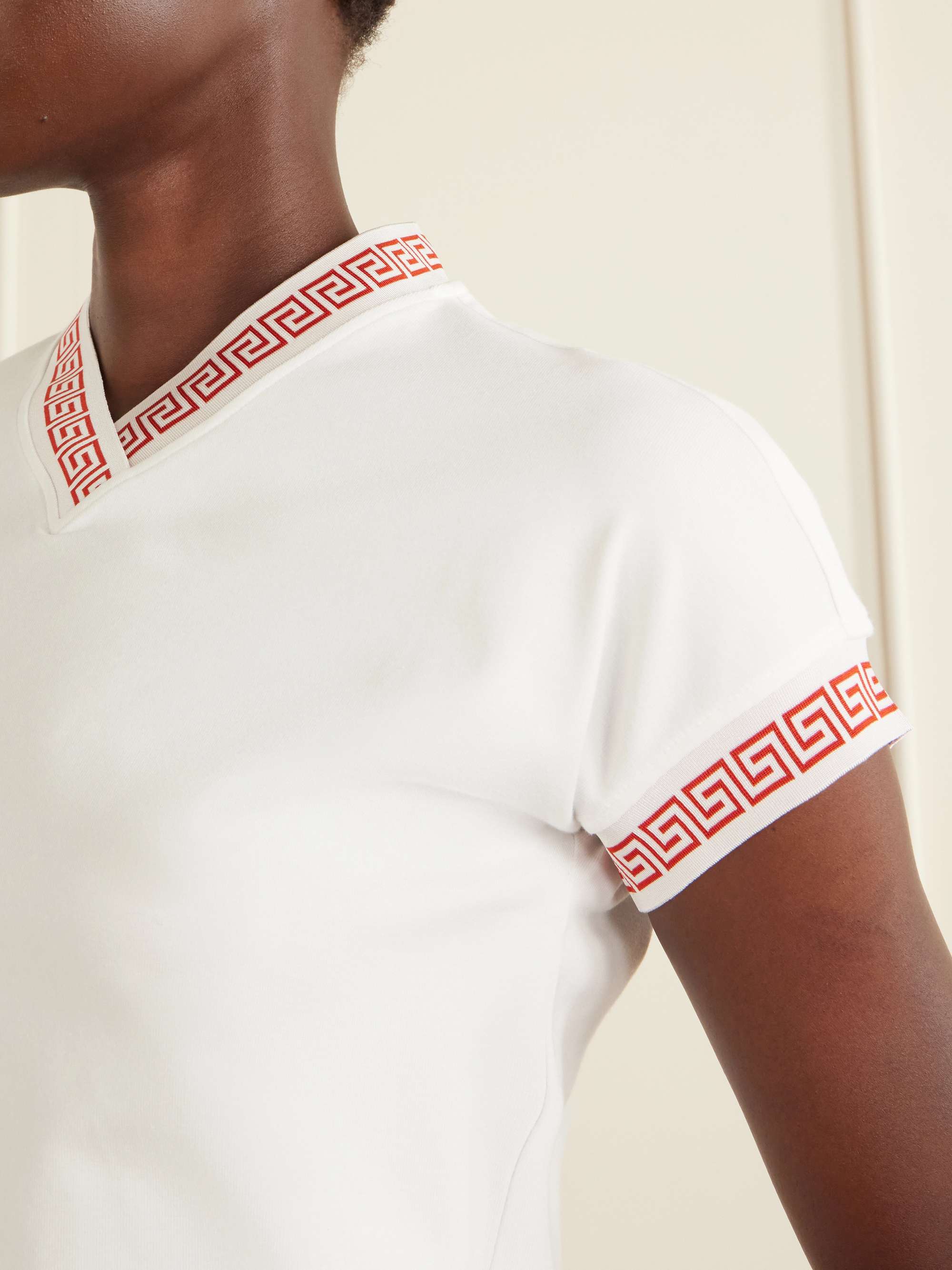 VERSACE Logo-jacquard cotton-blend jersey T-shirt | NET-A-PORTER