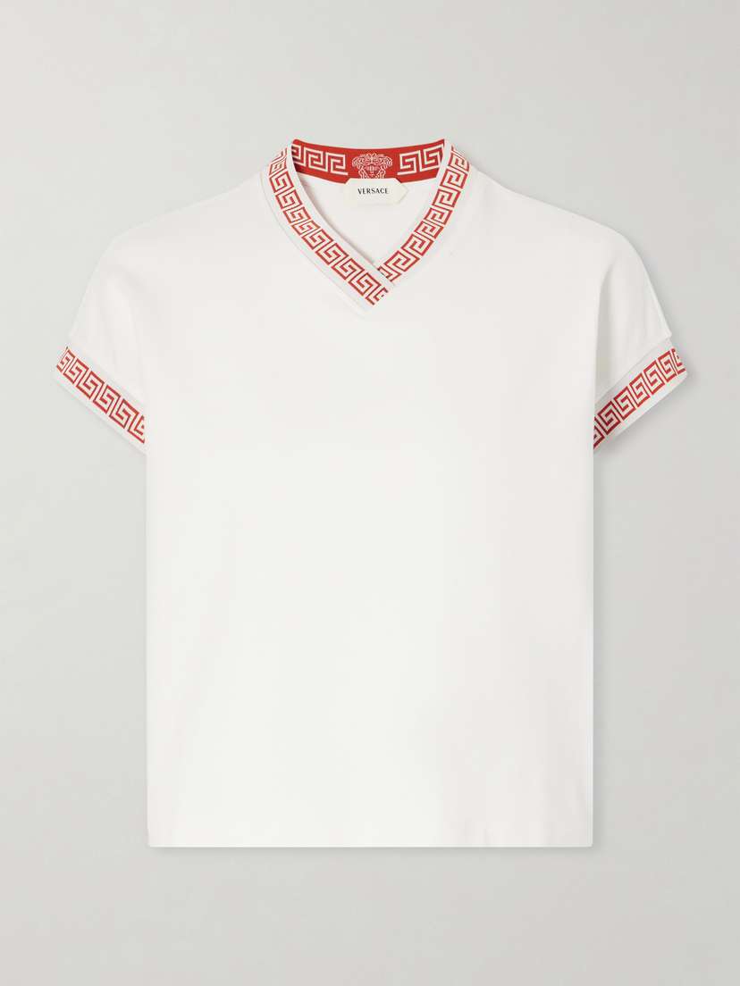 Versace Logo-jacquard Cotton-blend Jersey T-shirt | Thumbnail 5 Versace Logo-jacquard Cotton-blend Jersey T-shirt | Thumbnail 5
