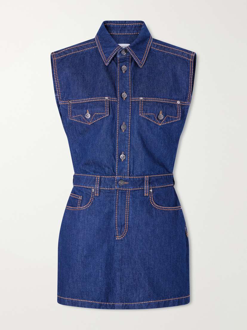 Versace Paneled Denim Mini Dress | Thumbnail 6