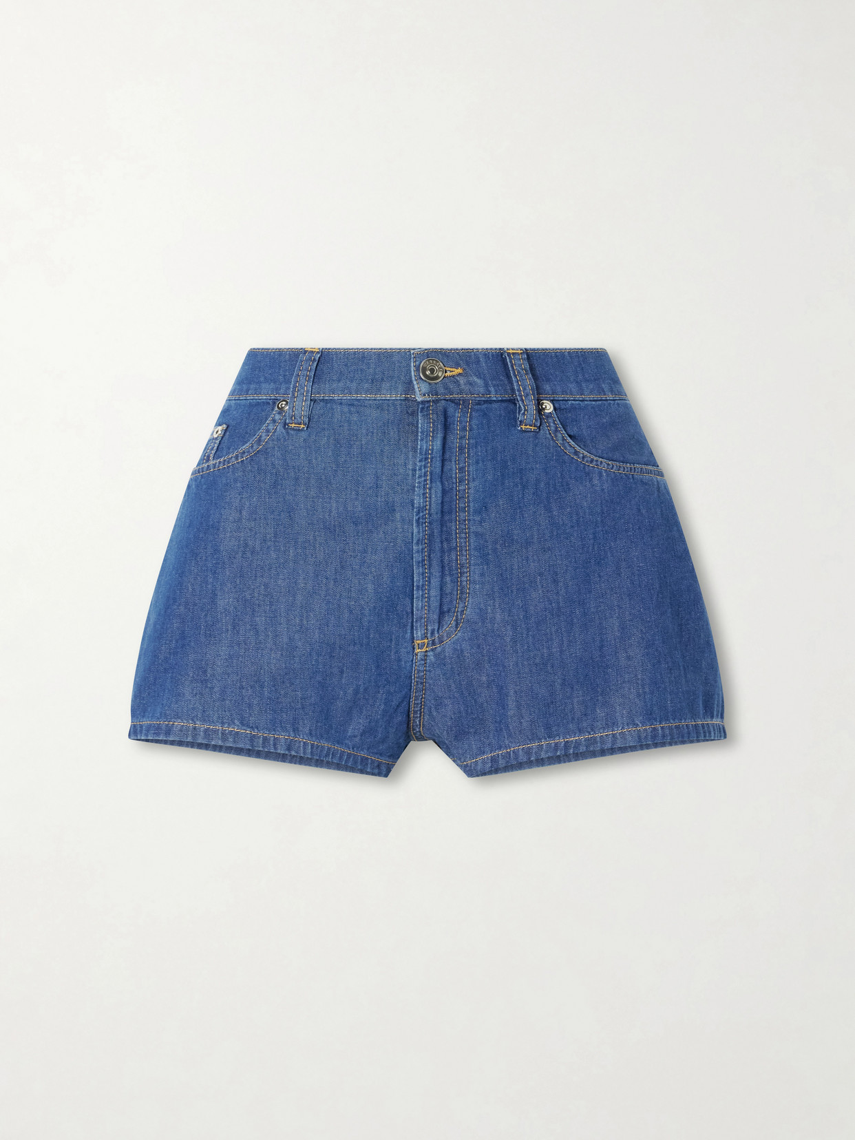 Versace Denim High-rise Shorts In Blue