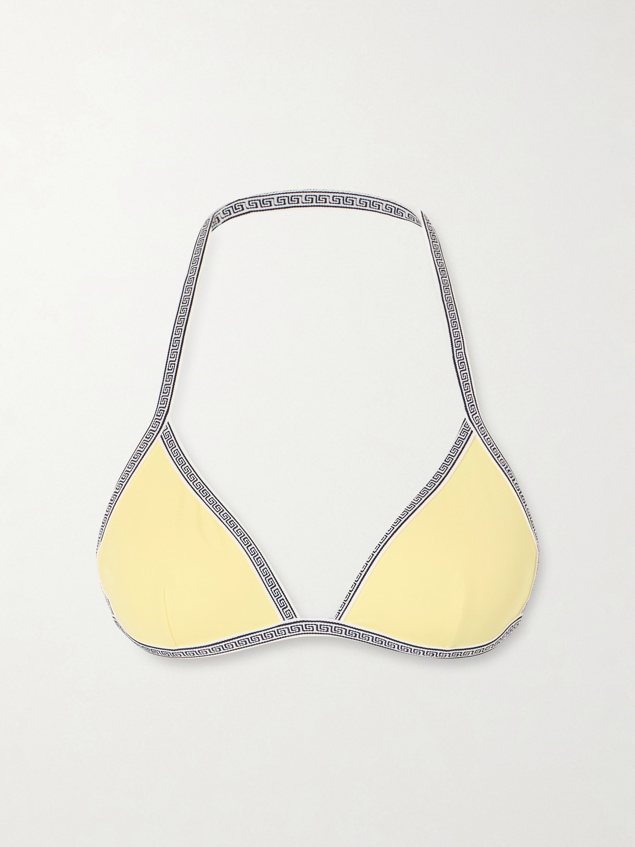 Versace Greca-printed Triangle Bikini Top In Yellow