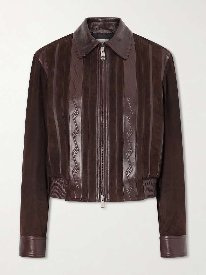 Versace Greca-embossed Leather And Suede Jacket | Thumbnail 6 Versace Greca-embossed Leather And Suede Jacket | Thumbnail 6