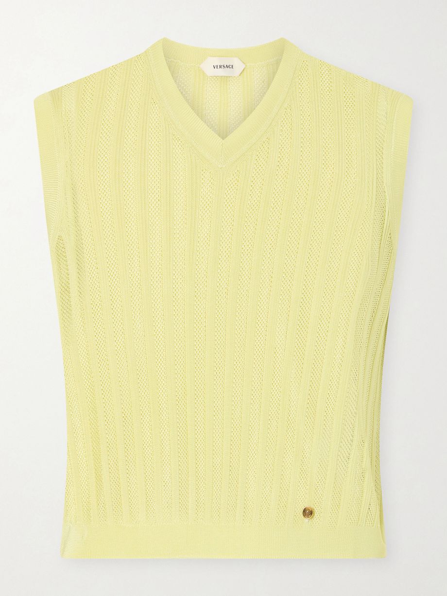 VERSACE Medusa-embellished ribbed mesh vest