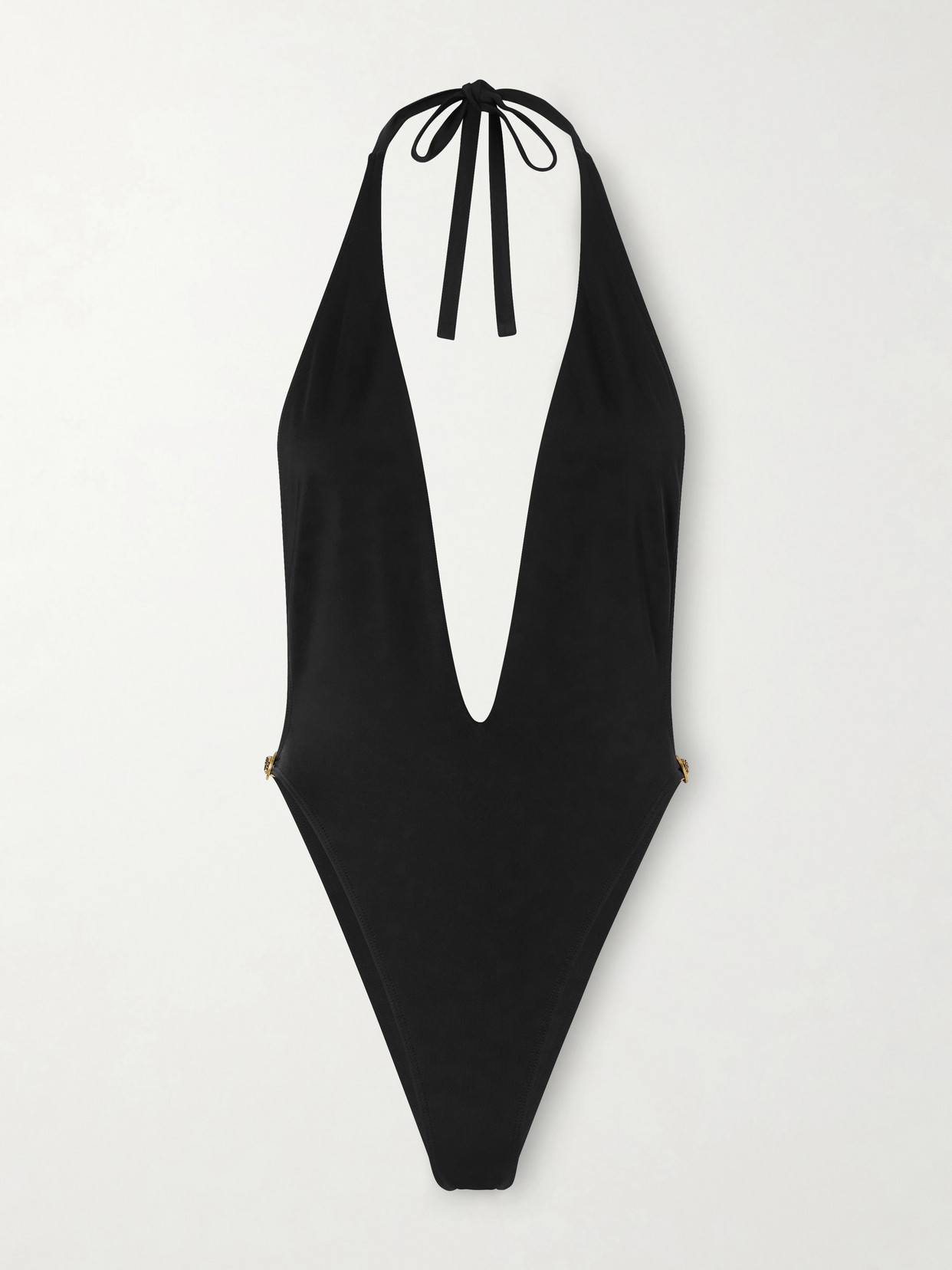 Versace Vita Logo-embellished Swimsuit In Black