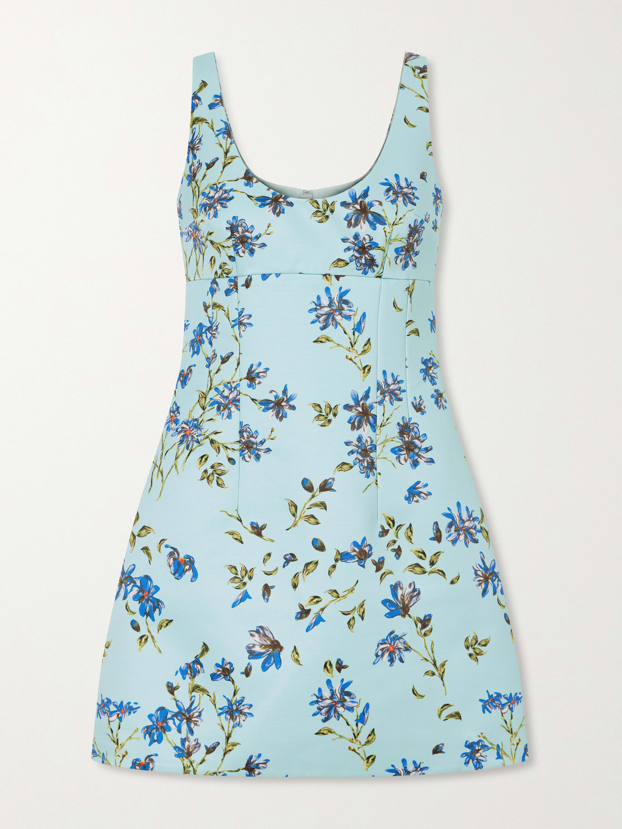 Emilia Wickstead Floral-printed Twill Mini Dress In Blue
