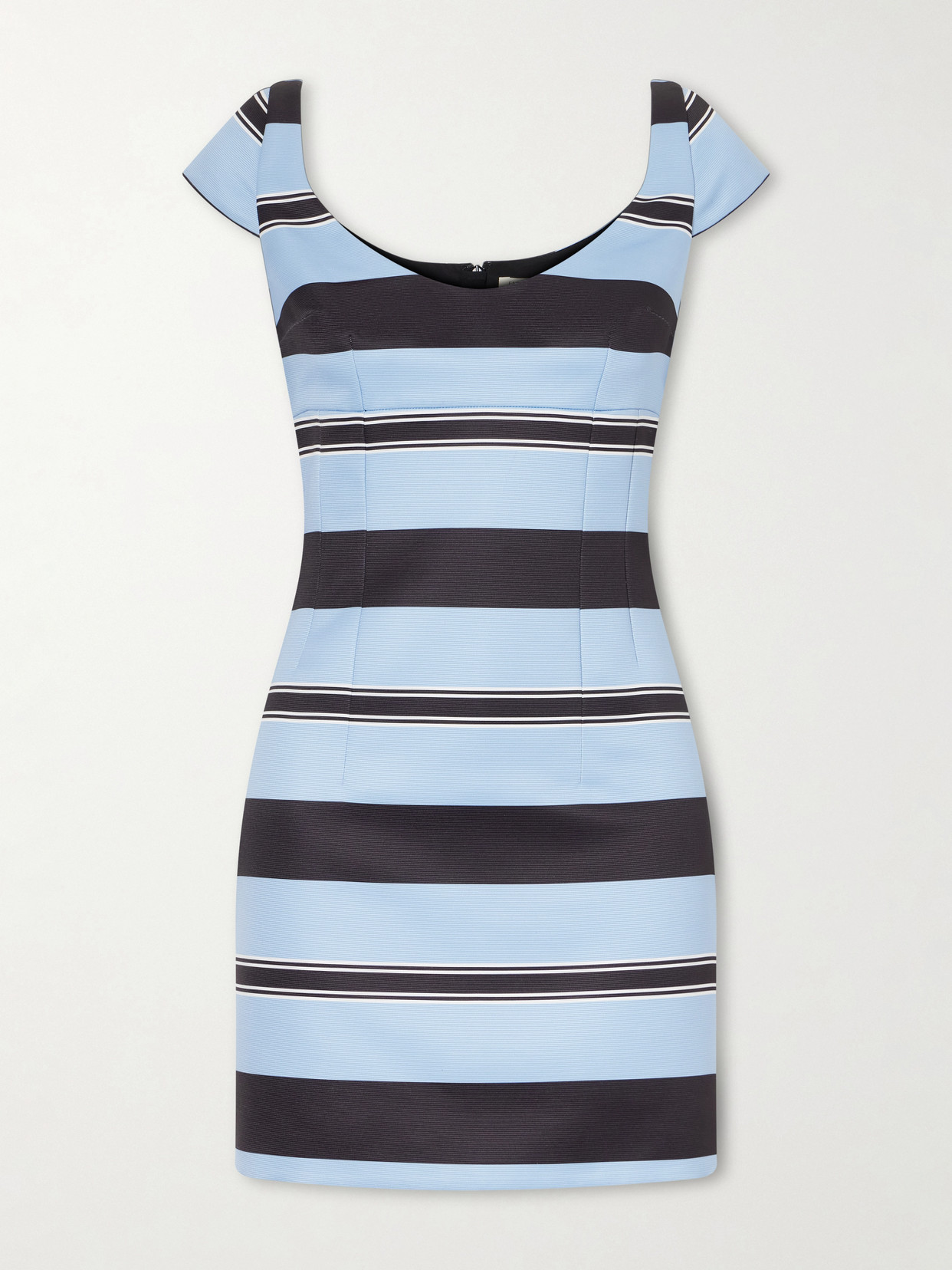 Emilia Wickstead + Manolo Blahnik Eloise Striped Taffeta-faille Mini Dress In Blue