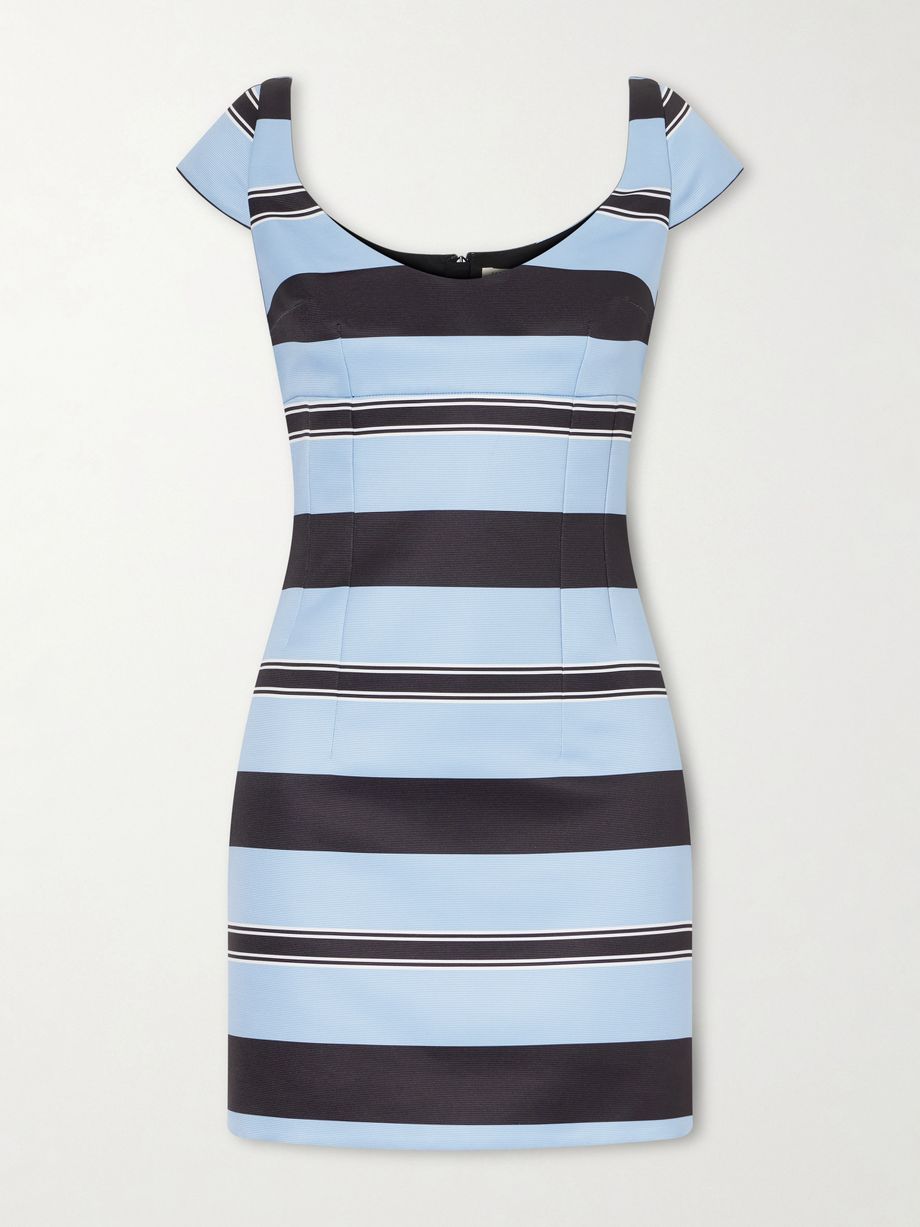 + Manolo Blahnik Eloise striped taffeta-faille mini dress