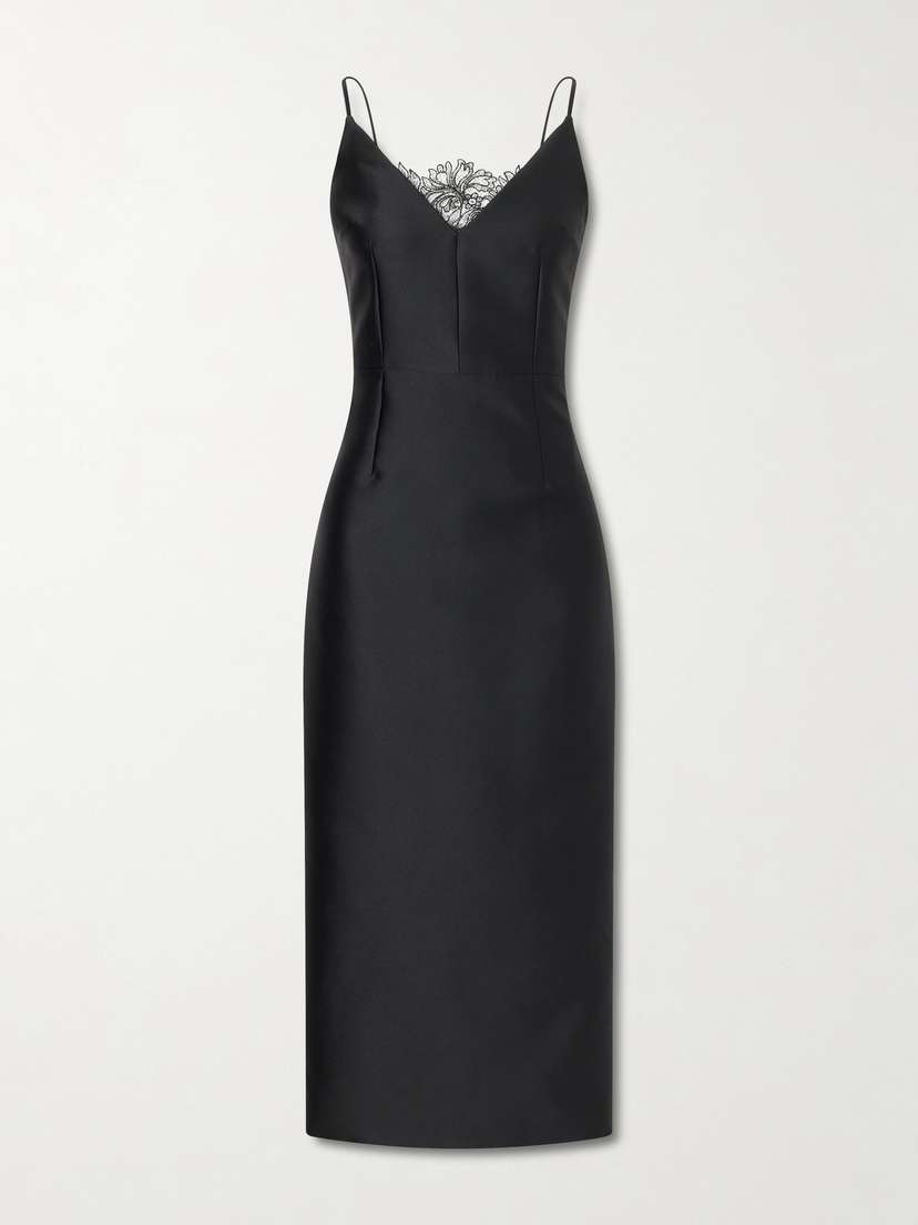 Emilia Wickstead + Manolo Blahnik Libera Lace-trimmed Cady Midi Dress | Thumbnail 5