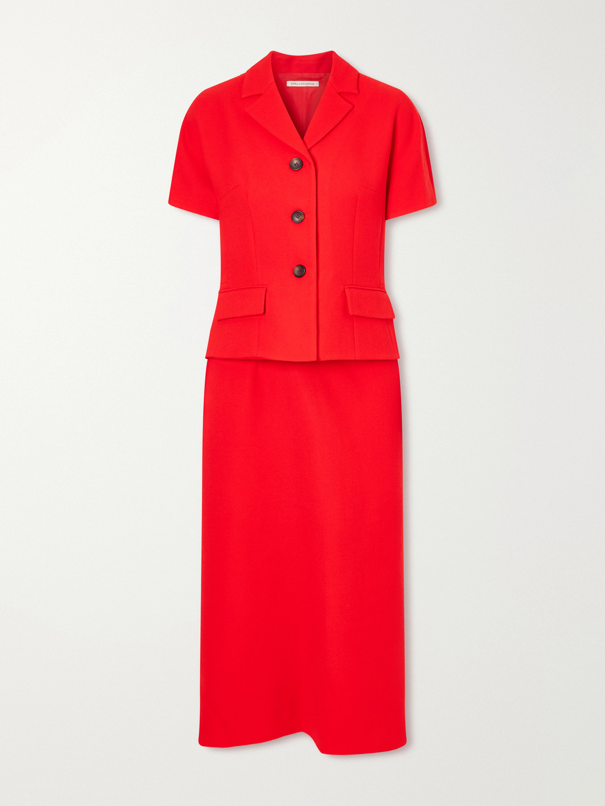 Emilia Wickstead Alexina Wool-crepe Midi Dress In Red