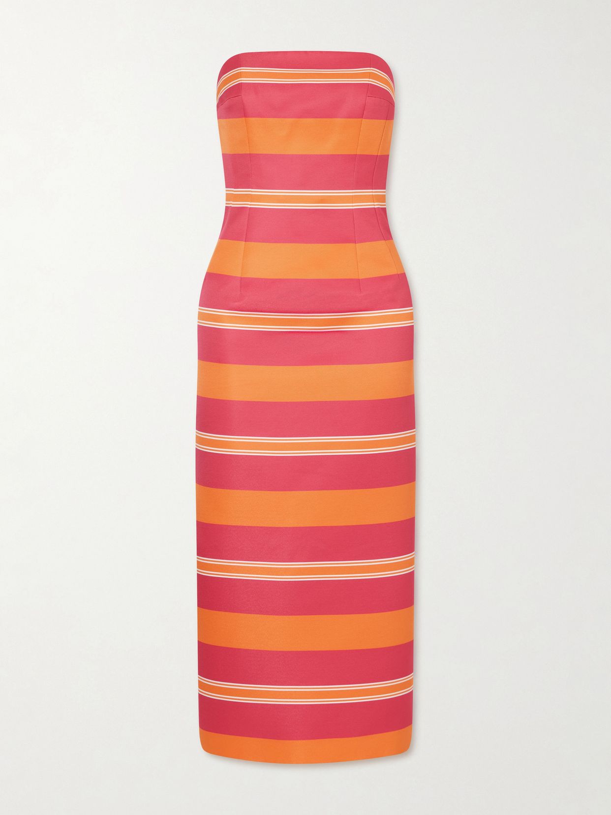 plus manolo blahnik leila striped taffeta faille midi dress