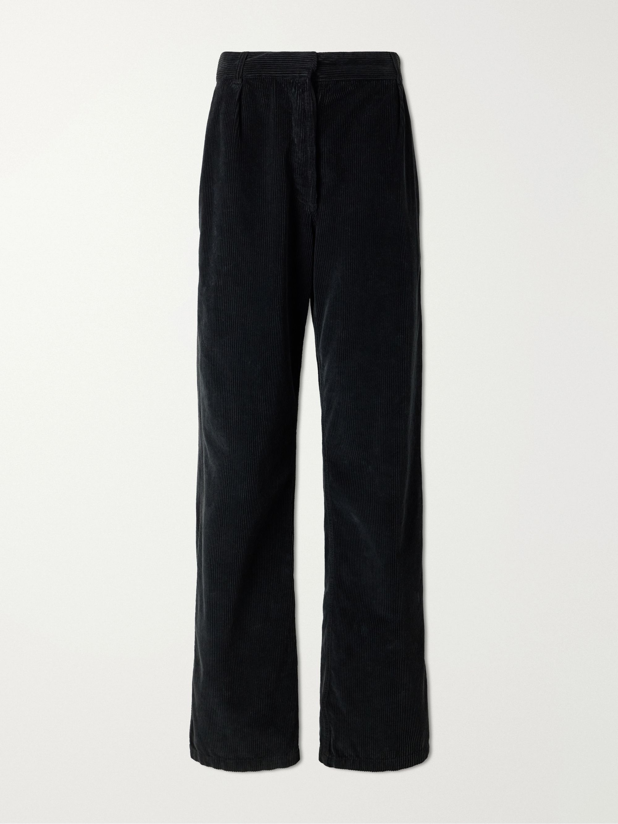 The Row Adler Pleated Cotton-Corduroy Wide-Leg Trousers — detail view 2