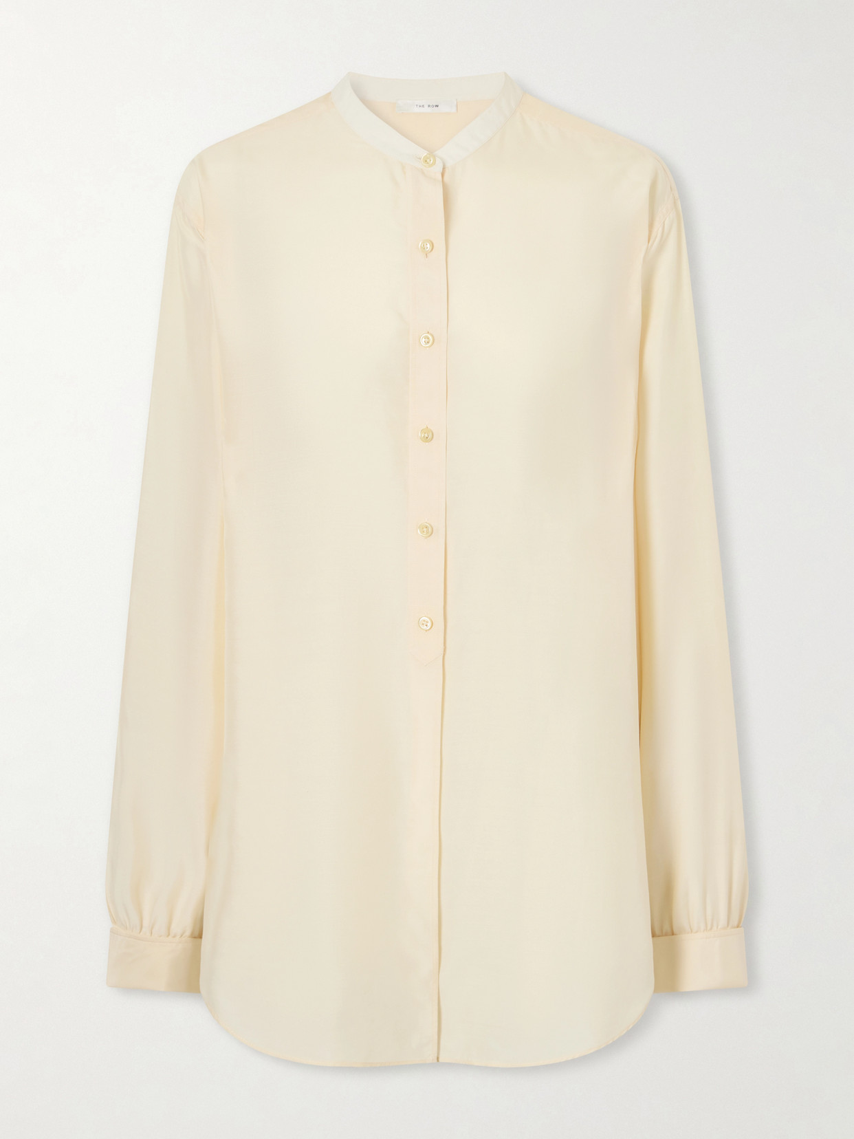 The Row - Lula Mandarin-collar Silk Shirt - Neutrals