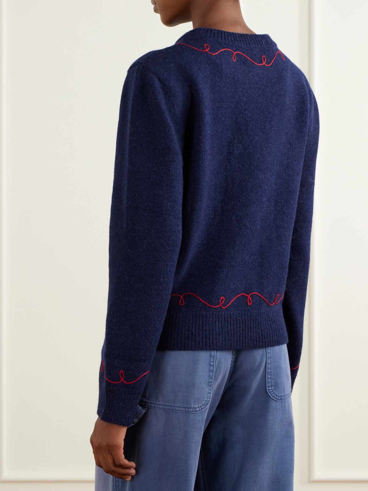 Cowboy Embroidered Appliquéd Alpaca And Merino Wool-Blend Sweater